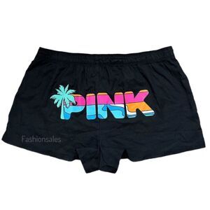 Victoria’s Secret Pink Soft Flannel shorts Pink Logo on back  Black Xlarge